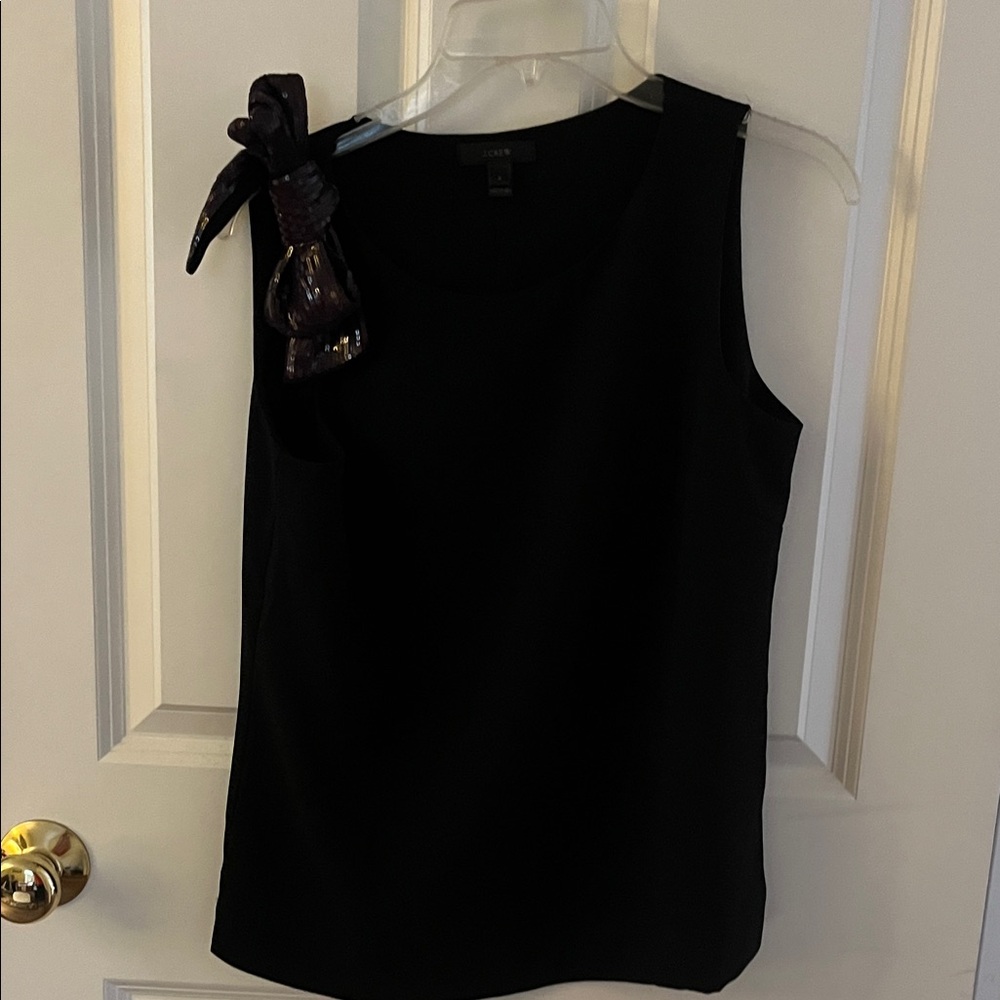 J. Crew Black Tank Top with Bow Detail